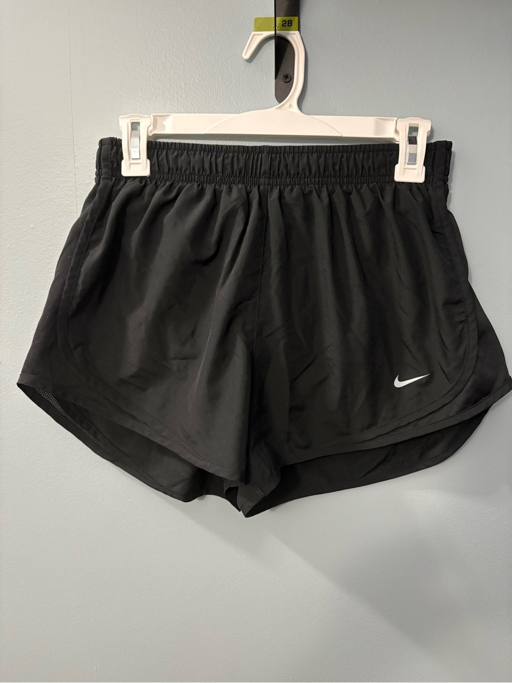 Nike Women's Black Athletic Running Shorts with White Swoosh